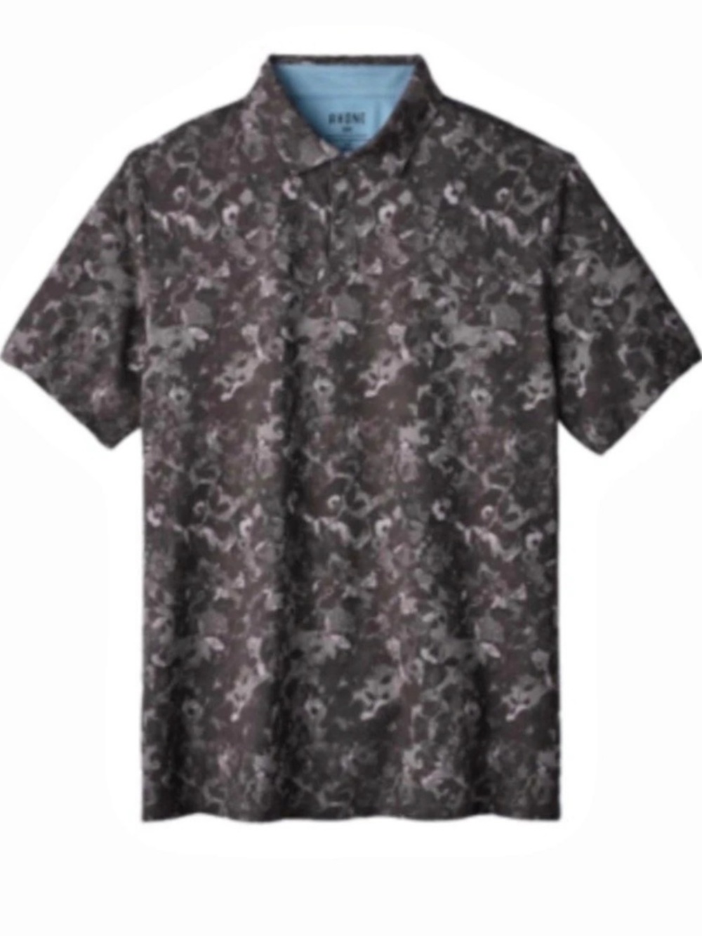 RHONE Floral Performance Golf Polo Shirt in Black & Gray